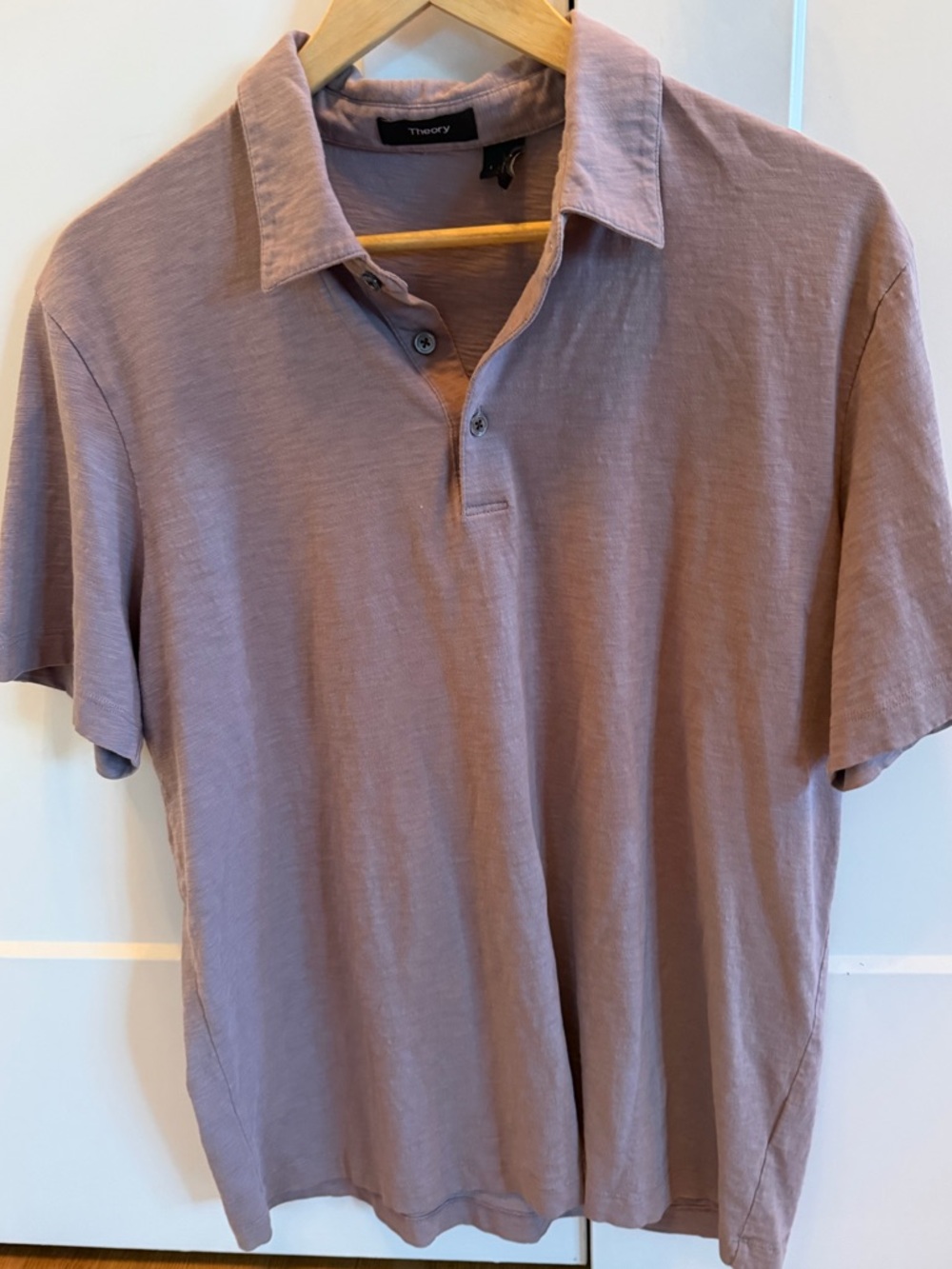 Theory Men's Cotton Polo Dusty Mauve - L
